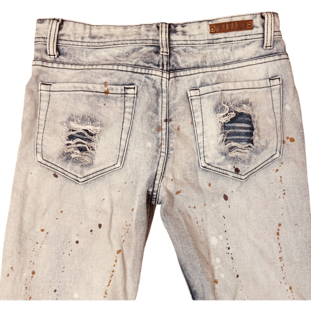 Painted Rum Jeans Distressed Paint Splatter Light Wash Blue Grunge Skater 32x32 - Picture 3 of 9